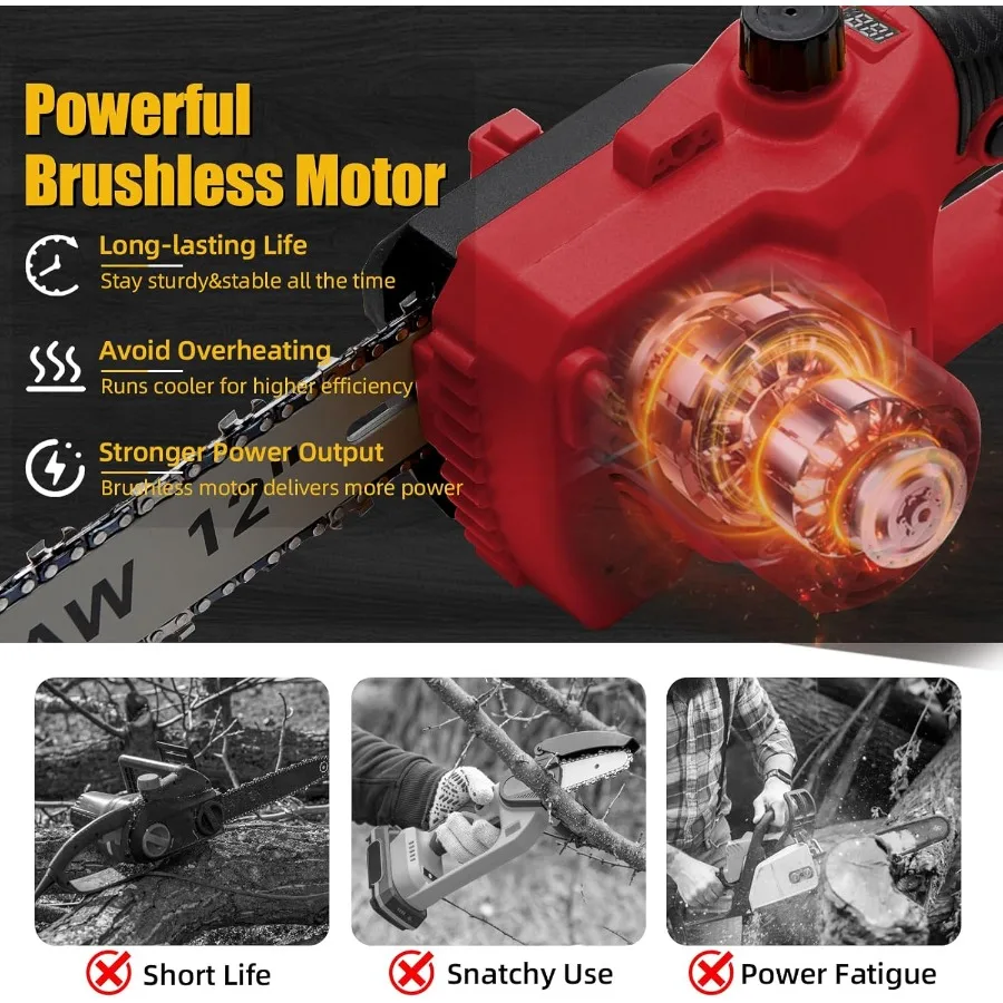 M18 18V 배터리와 호환되는 무선 전기톱, 효율적인 목재 절단, 나무 가지치기 및 캠핑용, 교체용 배터리 2개 포함