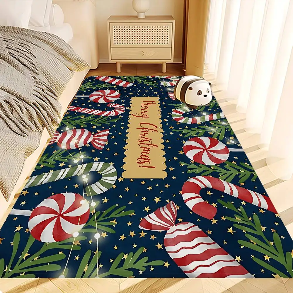 Merry Christmas Hallway Carpet Washable Non-Slip Living Room Sofa Chairs Area Mat Kitchen Doormat Area Rug