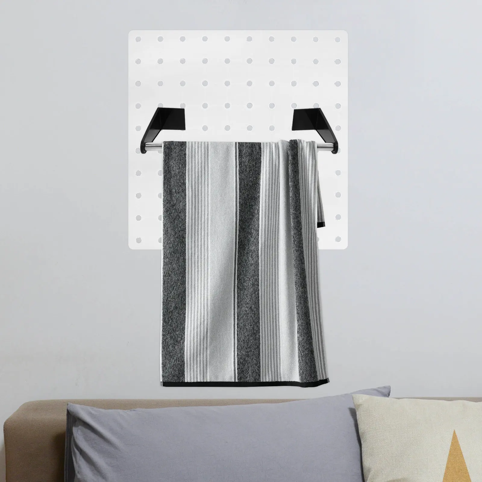 

Pegboard Dishcloth Holder for Kitchen Garage Workshop ABS Stainless Steel Modern Space Saving Towel Rack Wall Mount Peg Board