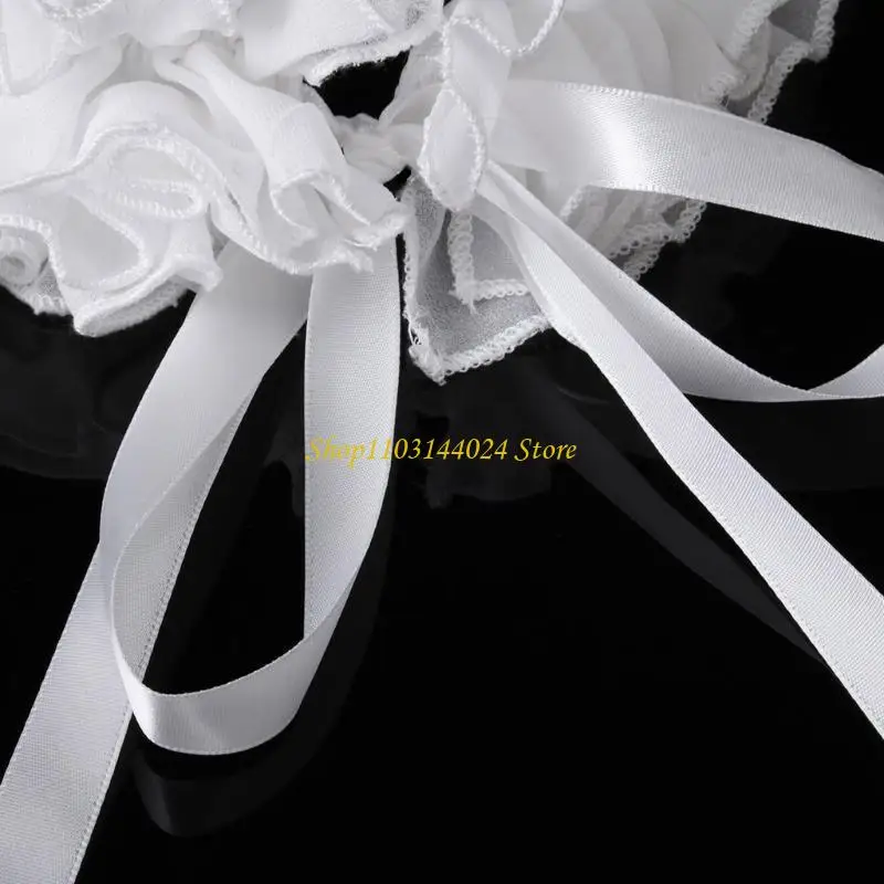 N5KE White Elizabethan Ruffle False Collar Choker with Wrist Cuffs Set for Renaissances Fairs and Theatrical Performances