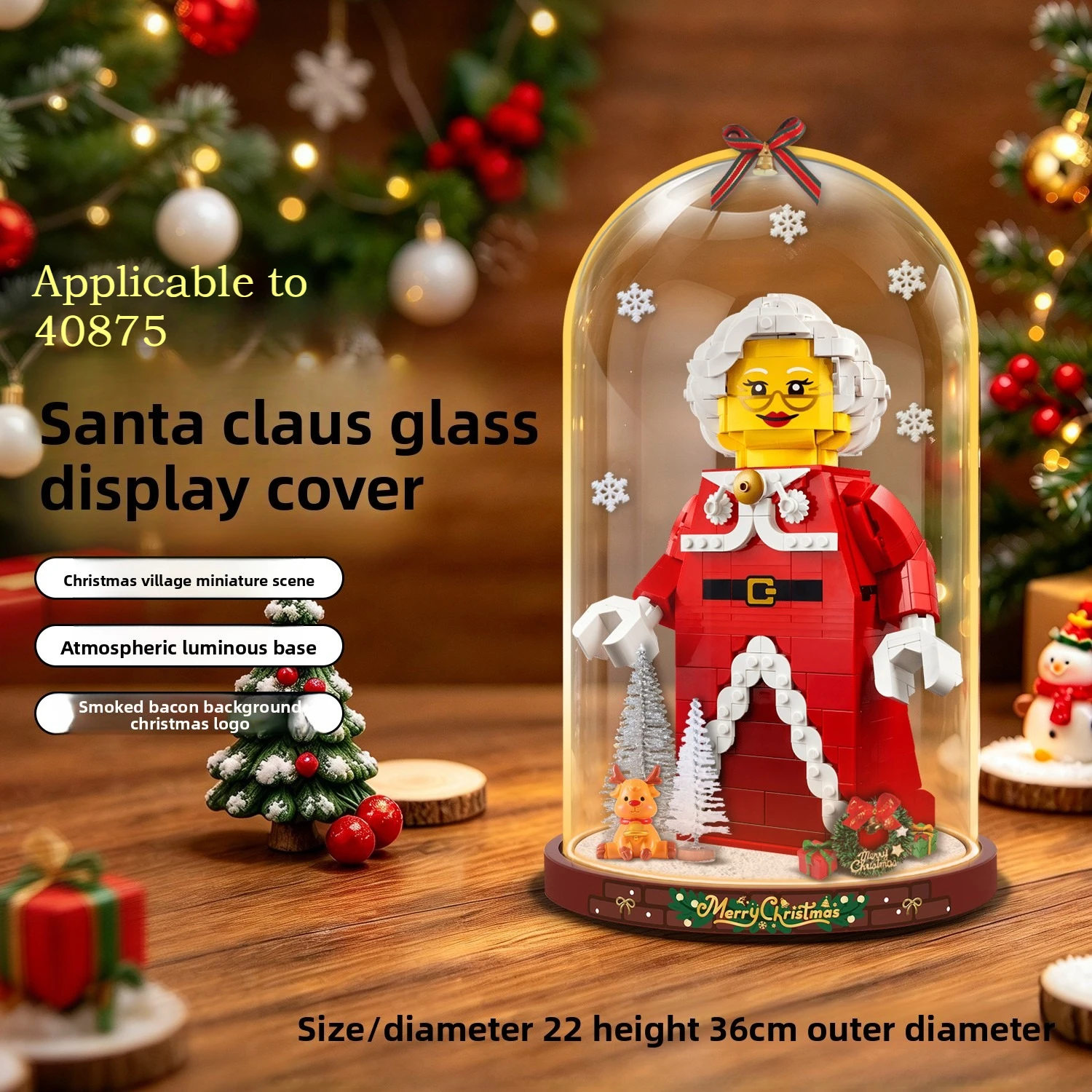 Clear Acrylic Display Case Dust Cover For Lego 40820 Up-Scaled Santa Minifigure, Building Blocks Showcase Box,Model Not Included