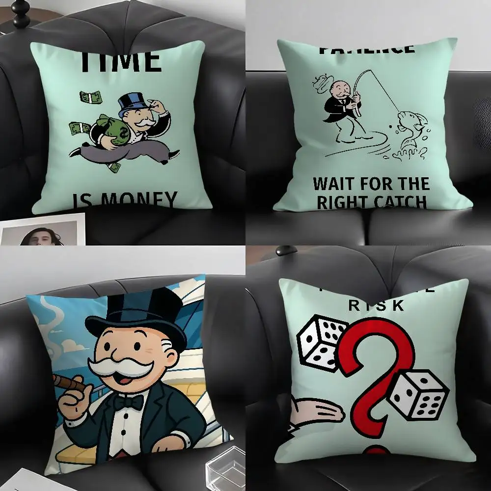 

Game Classic M-MonopolyS Money Pillow Case Soft Plush Fabric Double Sided Print Decorative Home Living Room Gift Cushion