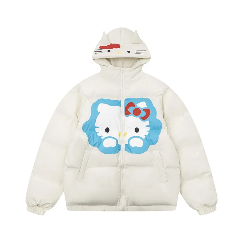 Sanrio Hello Kitty American Style Trendy Cotton Hooded Coat For Men And Women Winter New Thickened Warm Jacket Niche Casual Coat