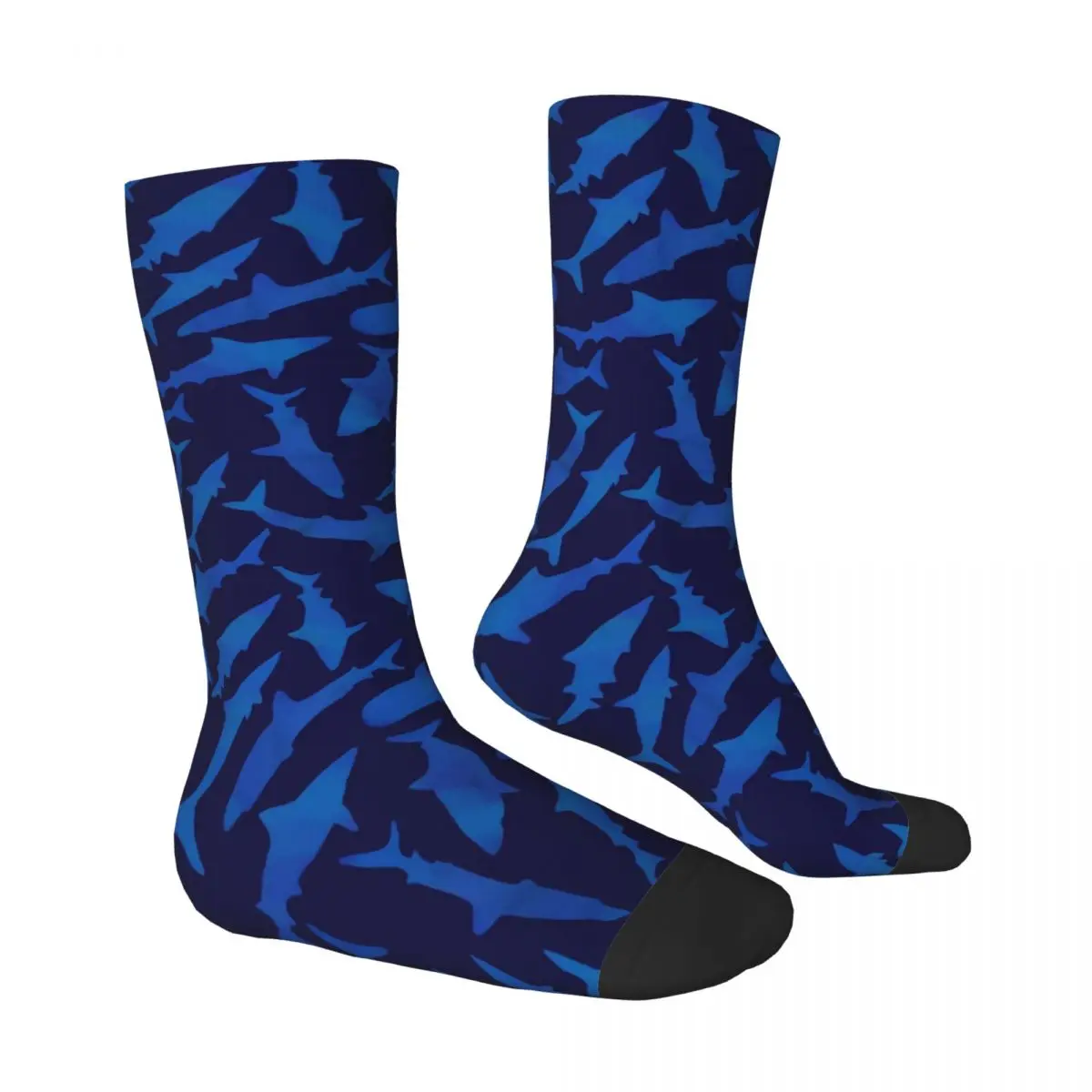 Blue Shark Stockings Animal Print Design Kawaii Socks Winter Non Slip Socks Couple Running Sports Breathable Socks