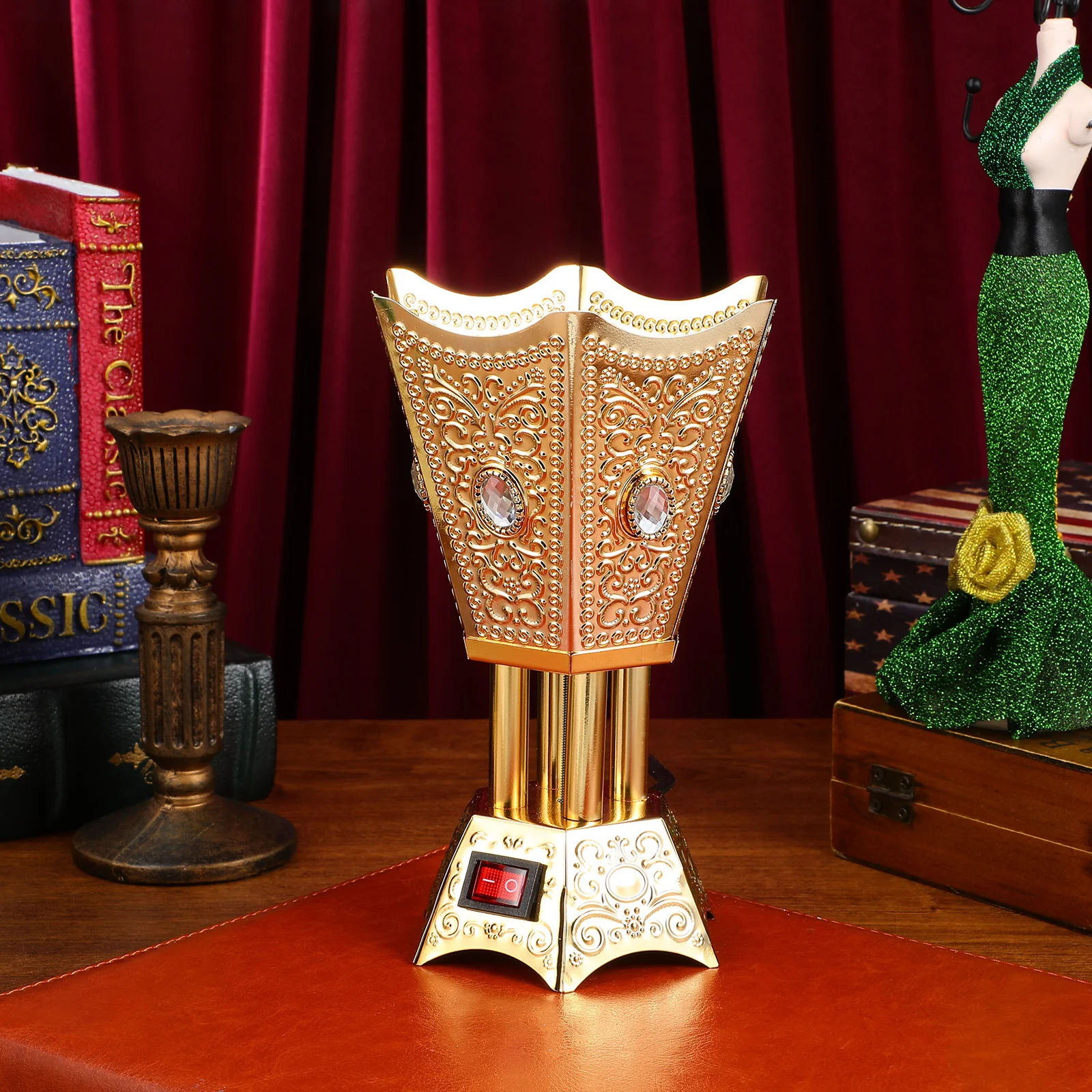 

Electric Incense Burner Desktop Plug-in Metal Retro Censer Burner Home Decor Table Centerpiece Us Plug Censer Holder