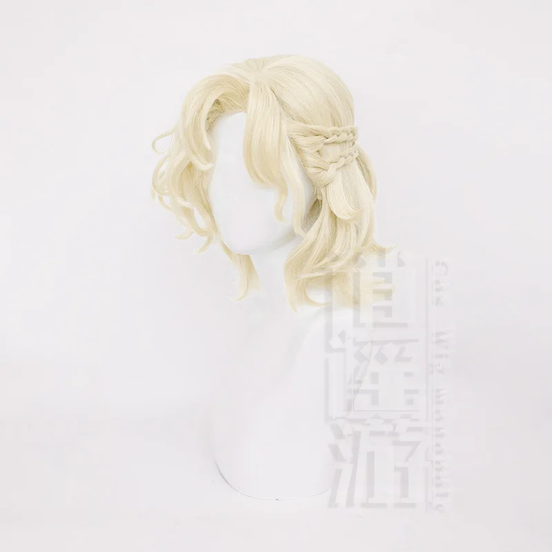 Identity V Cabelo Sintético Resistente ao Calor Dourado, Perucas Cosplay e Boné de Peruca, Identity V, 40cm