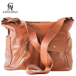 New High Capacity Women's Bag First Layer Cowhide Fashion Trend One Shoulder Crossbody Bag Commuter Leisure Tote Bag