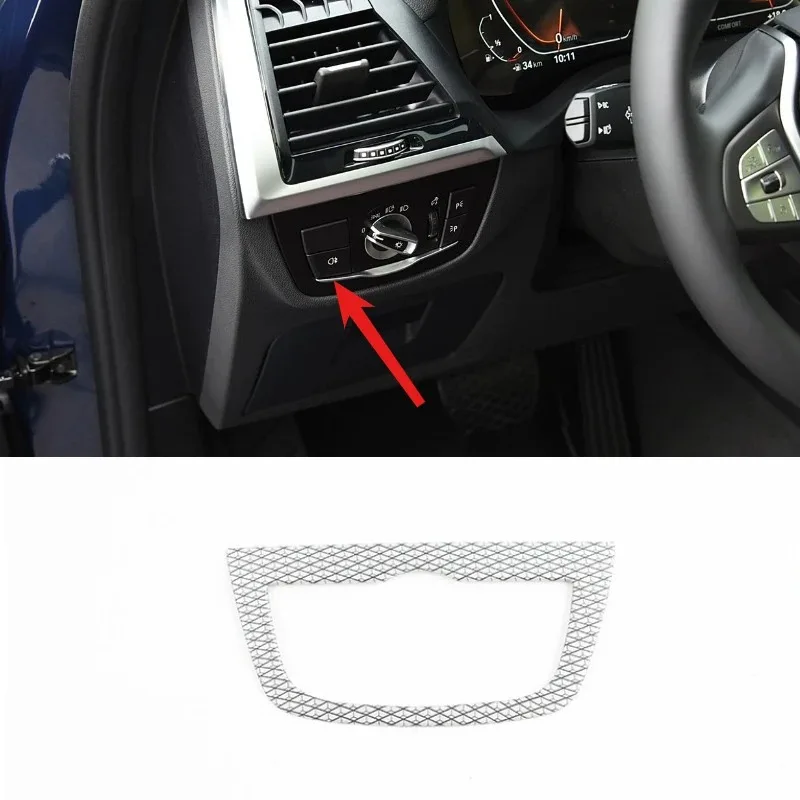 For BMW X3 X4 G01 G02 G08 2018-2022 ABS Diamond Pattern Car Headlight Switch Cover Trim Interior Car Accessories