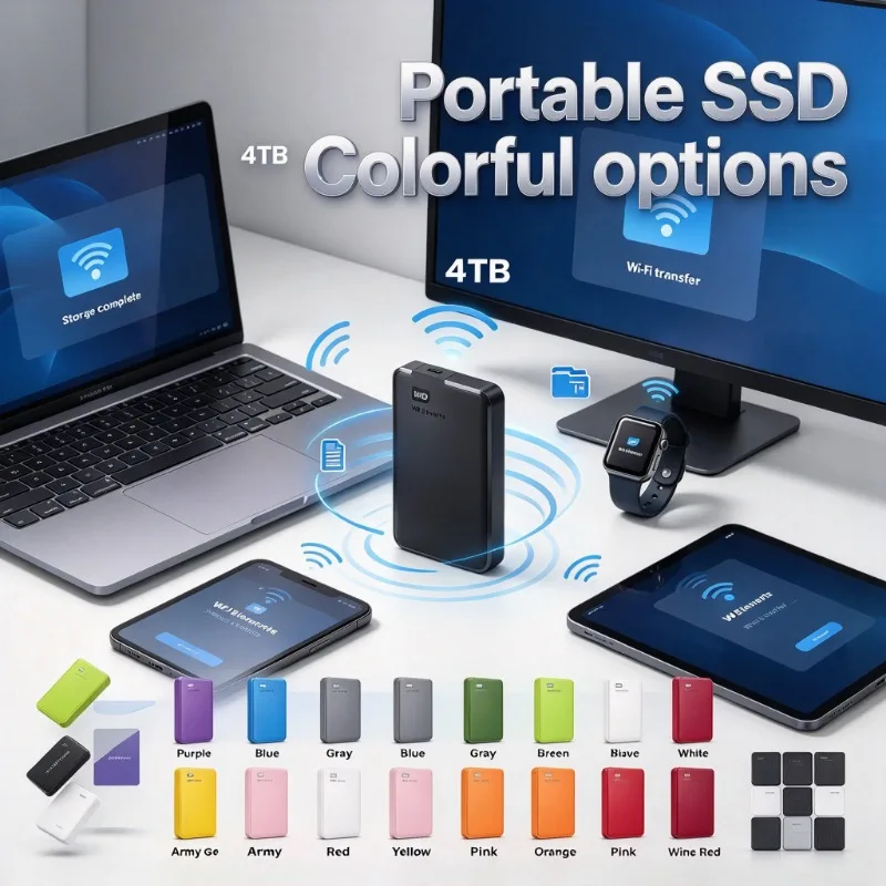 SSD externo portátil Elements de 4 TB, unidade de estado sólido, disponível em várias cores, disco de armazenamento de alta velocidade para portátil, PC, smartphone e tablet.