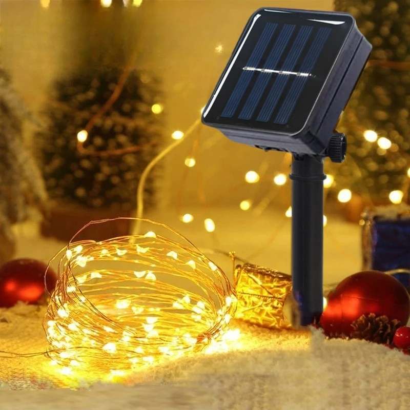 Solar Fairy Lights Outdoor Fairy Festoon 8Modes Copper Wire Lamp Lights for Garden Lawn Patio Xmas Christmas Tree Wedding Decor