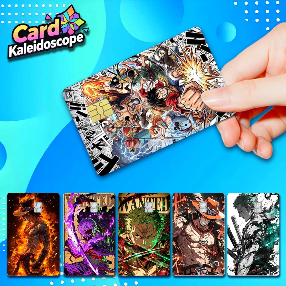 

Наклейки-скины для кредитных карт «Аниме ONE PIECE»: матовые стикеры «Соломенные шляпы» для VISA, JCB, Mastercard и других банковских карт с чипом IC, декоративные наклейки для карт.