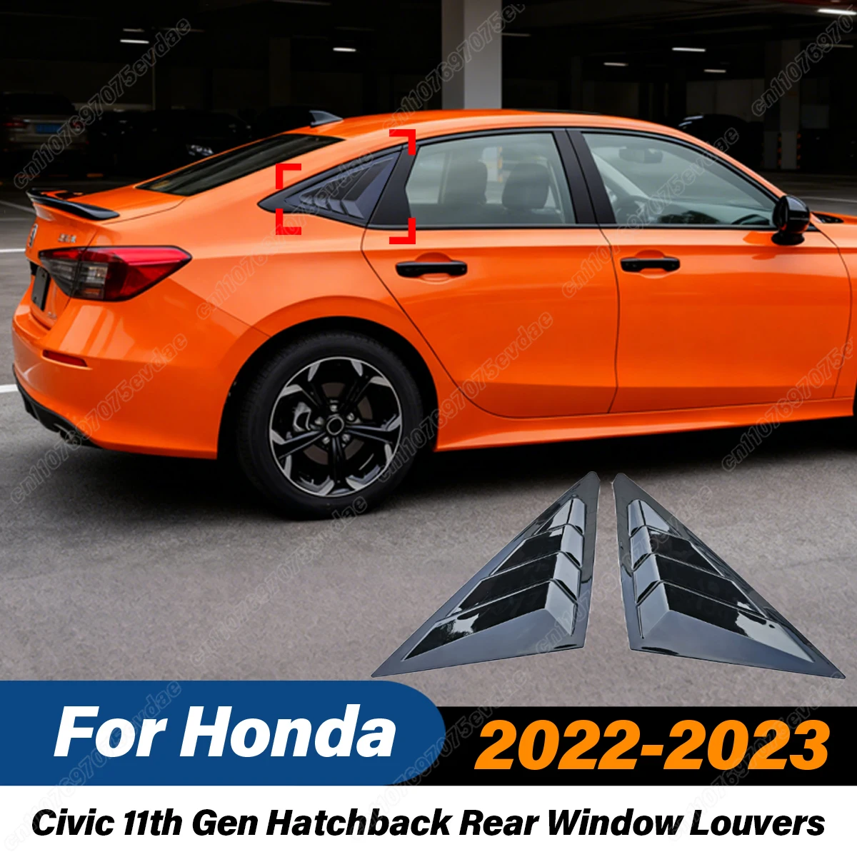 

For Honda 11th Gen Civic Hatchback 2022 2023 Rear Side Window Louvers Sticker Vent Scoop Shutter Cover Trim Car Exterior BodyKit