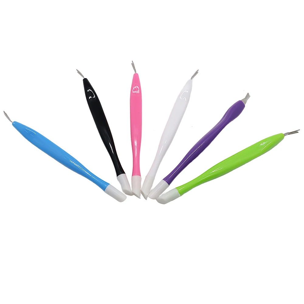 5Pcs Cuticle Pusher V-shaped Fork Dead Skin Trimmer Silicone Tip Nail Cleaner Anti-slip Handle Manicure Pedicure Nail Art Tools
