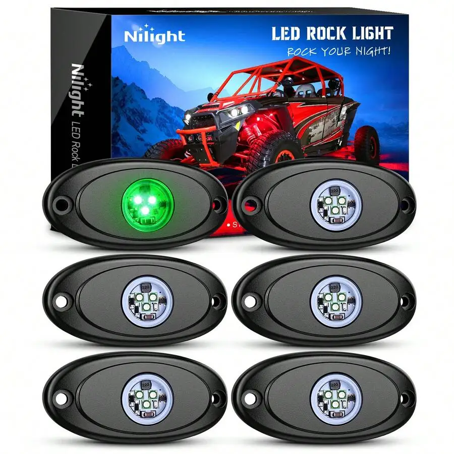 

Светодиодные фонари nilight LED Rock Light, 6 шт., водонепроницаемые, для подсветки днища, колесных арок, экстерьера и интерьера, для грузовиков, пикапов, квадроциклов, UTV