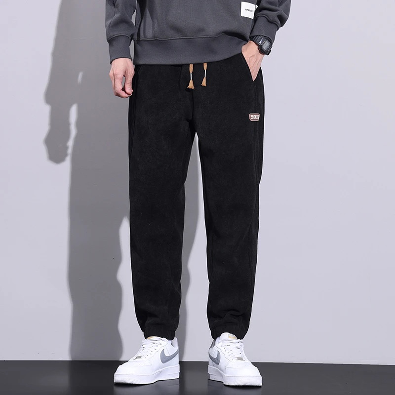 Thick and Warm Men's Velvet Casual Pants with Loose Cuffs Trendy Corduroy Work Pants for Men, Autumn and Winter Collection