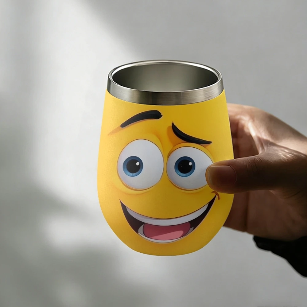 Cartoon Expression Pack Vacuum Flasks 12oz Insulated with Lid Double Wall Vacuum Stainless Steel Cup Hot & Cold Drink Mug Gift