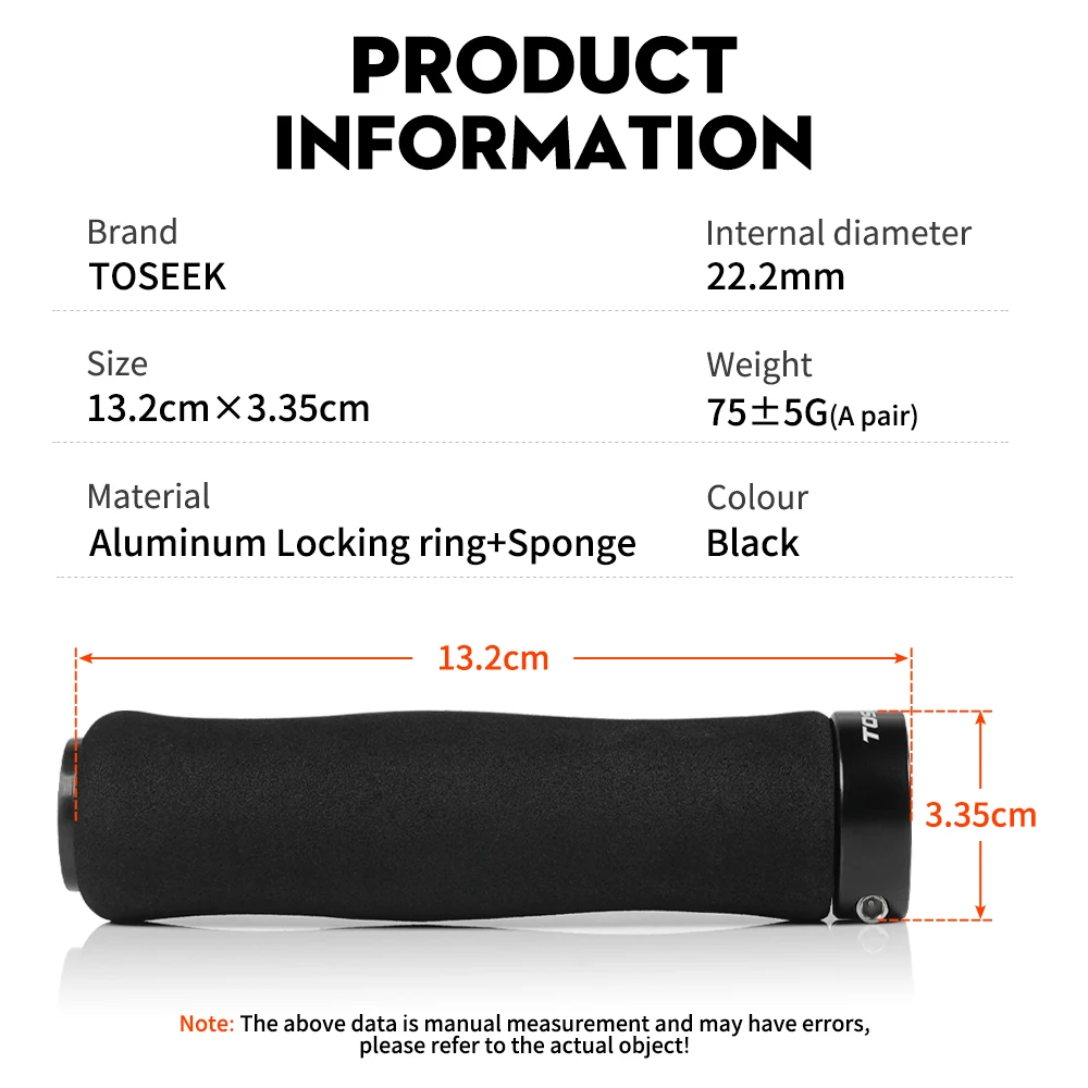 TOSEEK Bicycle Grips Sponge Tape Cover Grips Non-slip Aluminum Bicycle Handles MTB Cuffs Mountain Bike Grips