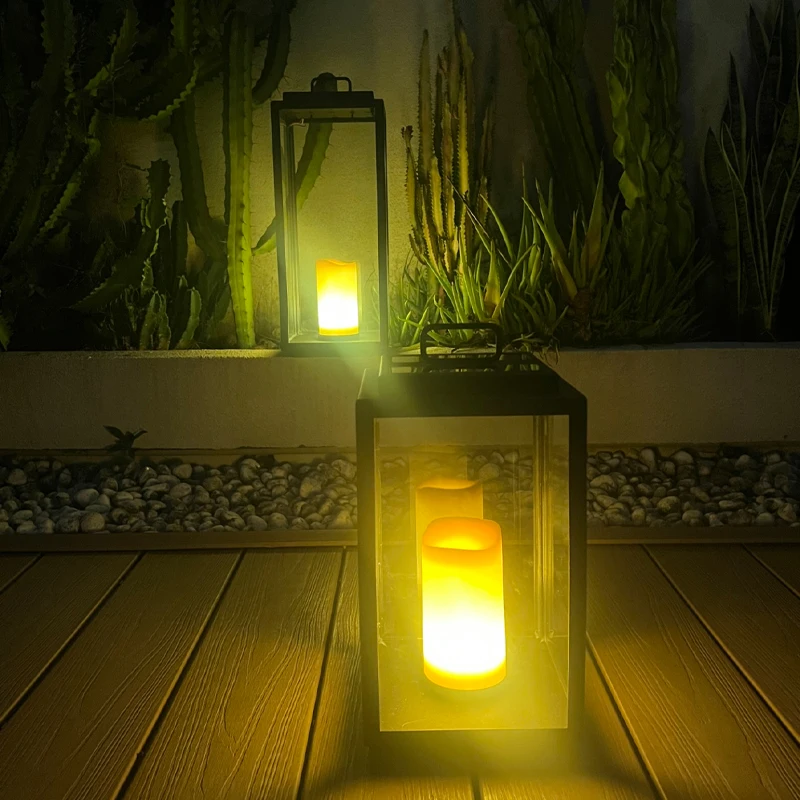 Outdoor Solar Lawn Lights with Artificial Marble Stainless Steel Construction Waterproof Marble-Effect Handheld Garden Lantern