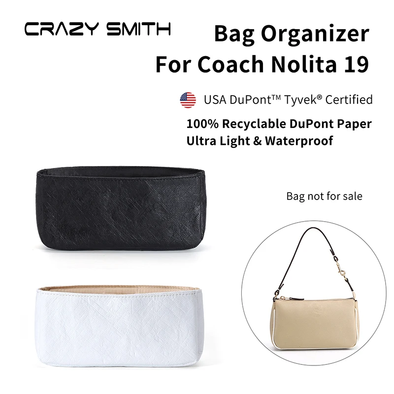 CRAZYSMITH Dupont Paper Bag Organizer For Coach Nolita 19 Waterproof Handbag Inner Bag Insert Storage Liner Bag Support Shaper