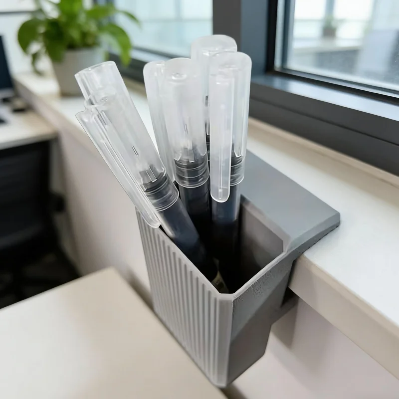 1/2 Pack of Pen Holders with Spiral Switch Design, Space-Saving, Perfect for Thicker Desks, Ideal for Home and Office Organization, Gray Clip-On Pen Holder Suitable for Your Desk