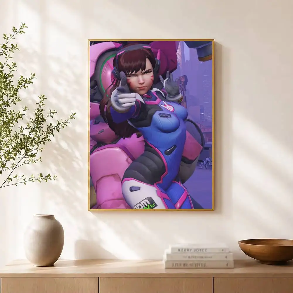 Pop Game Overwatch Fan D.Va  Poster High Quality Dorm Living Room Aesthetic Wall Decoration Painting Stickers Gift