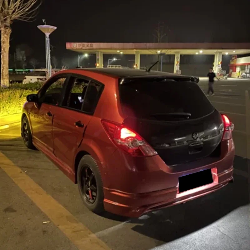 For Nissan TIIDA 2006-2010 ABS plastic carbon fiber exterior spoiler TIIDA hatchback roof spoiler trunk lip cover splitter