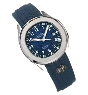 أزياء رياضية للرجال الساعات الأوتوماتيكية الميكانيكية الفولاذ المقاوم للصدأ الأسود الأزرق المطاط ارتفع الذهب الأبيض الياقوت حسب الطلب #3