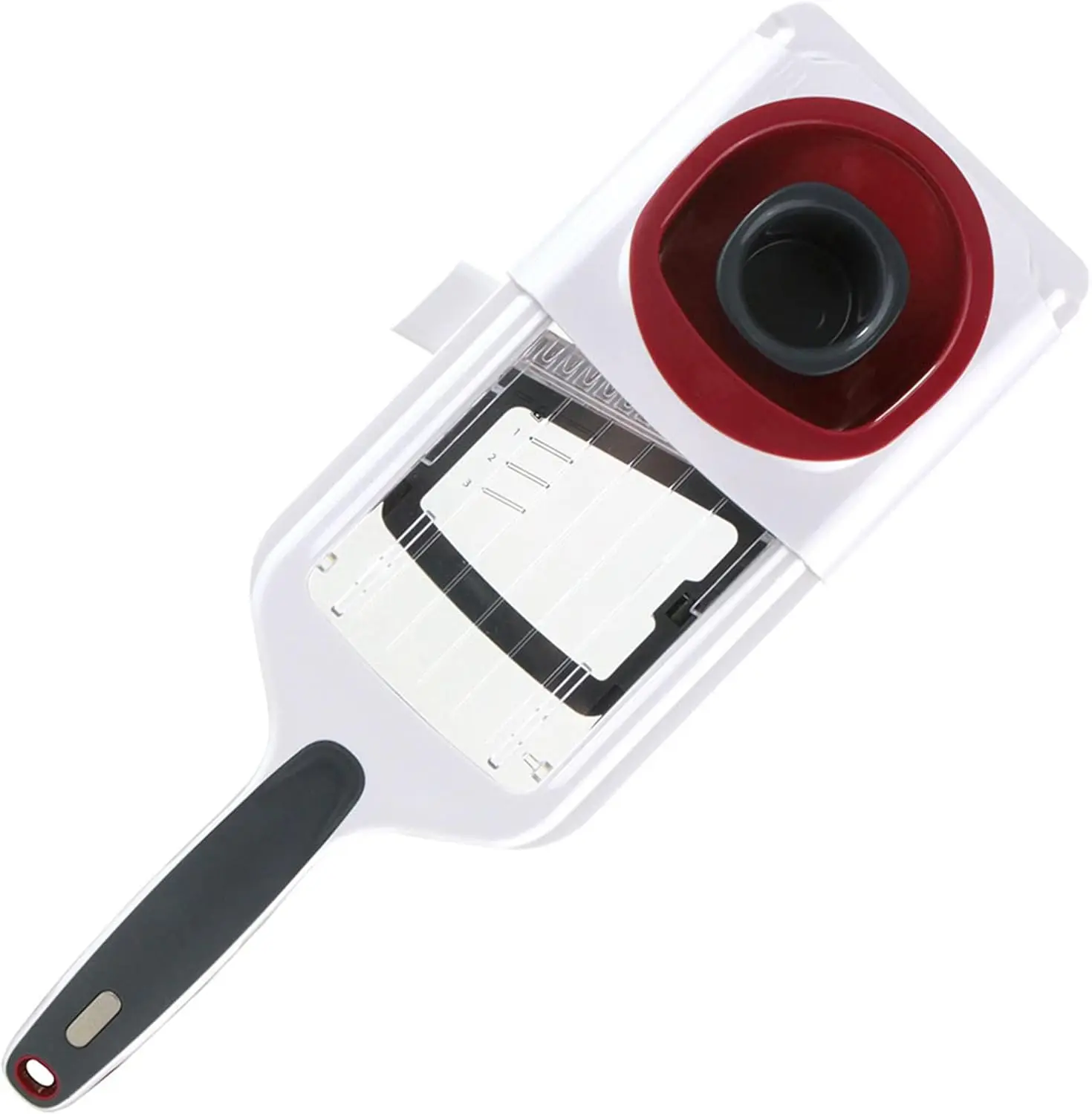 Cortador Manual de Fácil Control - Cortador de Verduras y Frutas con Dos Cuchillas de Acero Inoxidable, Apto para Lavavajillas, Blanco/Rojo, 13 Pulgadas