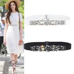 WOMEN'S DESIGNER STRETCH NEW JEWELED BELT Rhinestone Deco Waistband