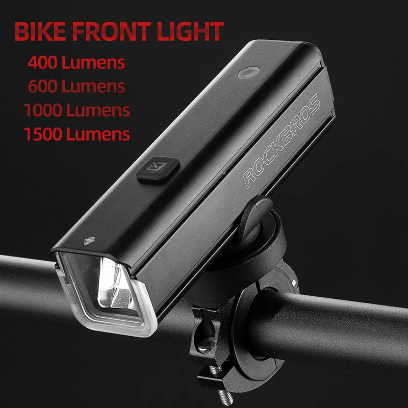 ROCKBROS bicykl lehký 400LM 600LM 1000LM 1500LM LED lampa přední baterka řídítka jízdní kolo světlomet type-c jízdní cyling lehký