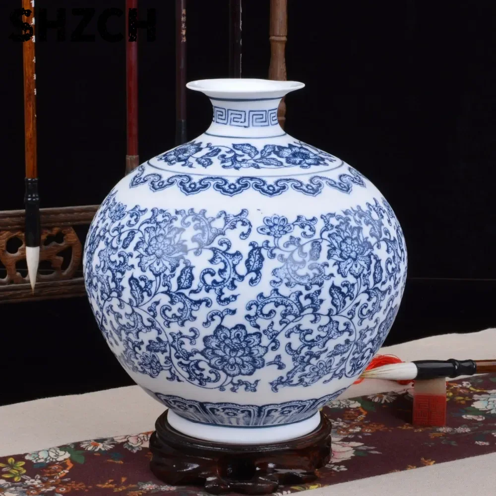Jarrones  porcelana  cáscara  huevo azul y blanco, florero  cerámica entrelazado, coración l hogar hecha a mano, flo