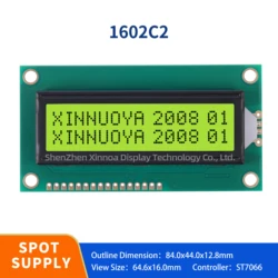 Structure 84MM*44 characters LCM 1602 16X2 yellow green display HD44780 84*44 Character 5v Compatible WH1602A XNY1602C2