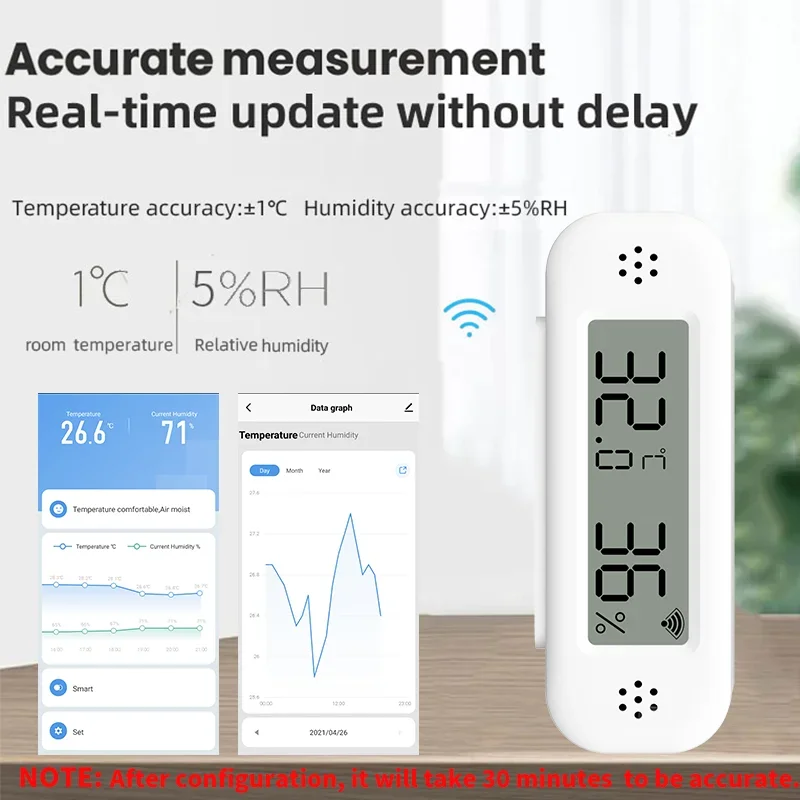 Tuya WiFi Temperature Humidity Sensor For Smart Home Thermometer Hygrometer APP Remote Alarm Work with Google Home Yandex Alexa