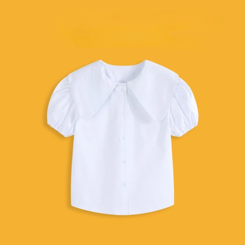 White shirt for Girls clothes New short-sleeved summer cotton academy performance clothes Comfortable skin-friendly