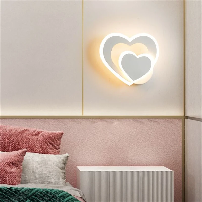 Applique Murale LED en Forme de Cœur, Simple, Style Nordique, Créative, pour Chambre à Coucher, Salon, Couloir, Mur de Fond, Frêne