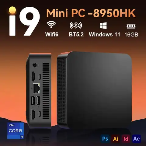 Mini PC Intel i9-8950HK/Celeron N5095A Windows 11 Pro 16GB RAM 1/2TB SSD WiFi6  BT5.2 Desktop Computer Work Pocket PC