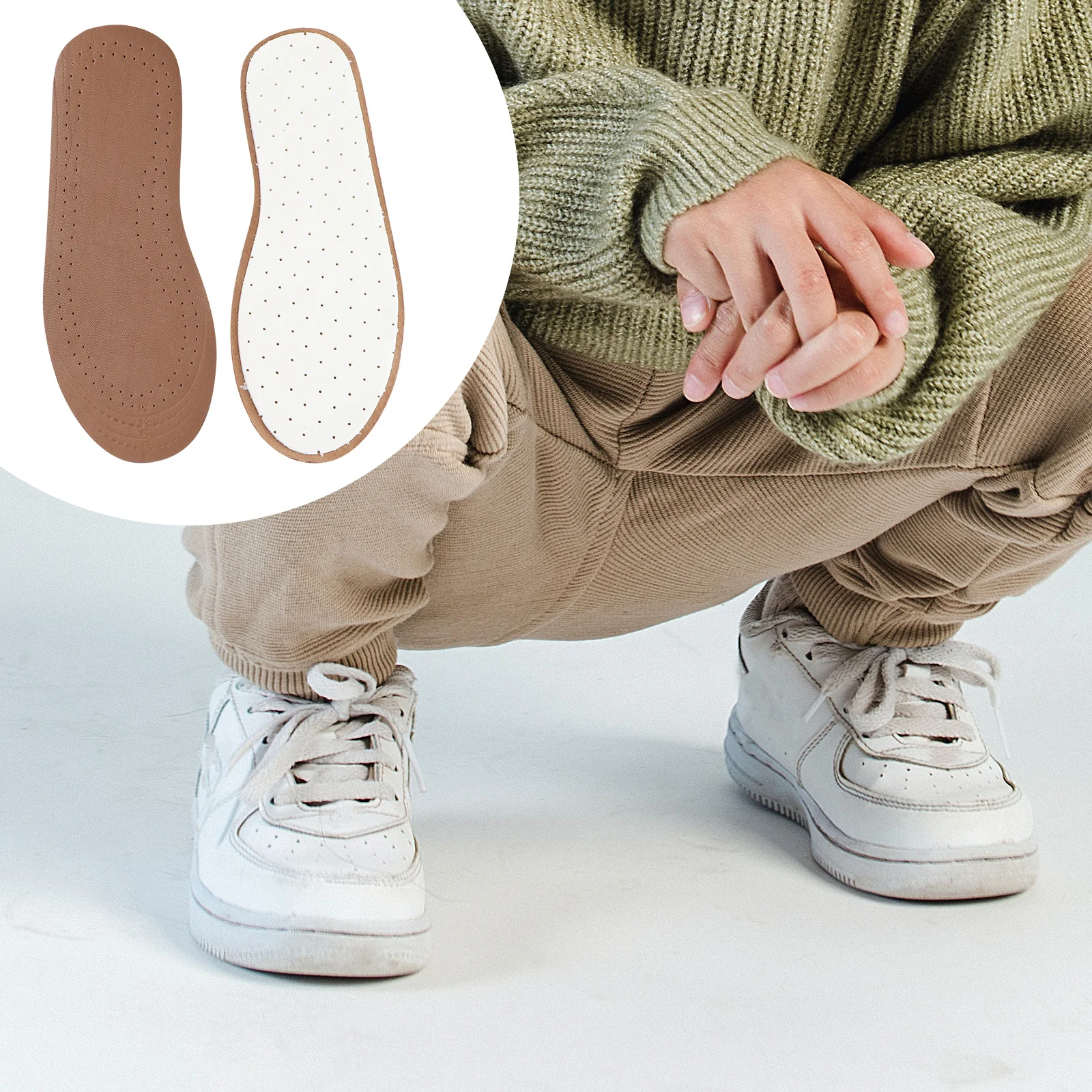 1 زوج الاطفال النعال اللاتكس وسائد الأحذية جلد الغنم حجم S القدم تخفيف الضغط صدمة ماصة دائم منصات الأحذية الأطفال #3