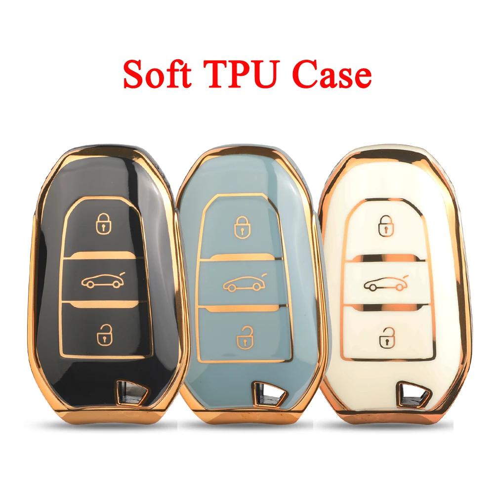 Jingyuqin Soft TPU Car Remote Key Case For Peugeot 308 408 508 2008 3008 4008 For Citroen C4 C4L C6 C3-XR Picasso DS3 DS4 DS5