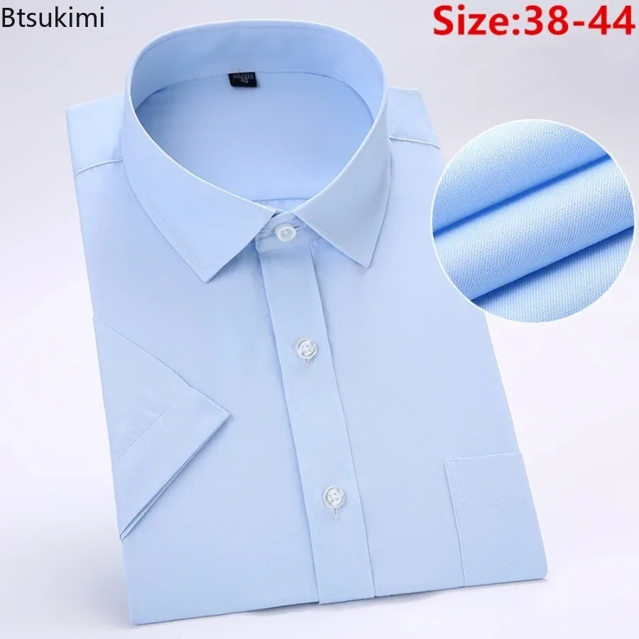 

New 2024 Men's Summer Basic Shirts Fashion Solid Color Short Sleeve Shirts Men Casual Business Tops Social Formal Shirts for Men