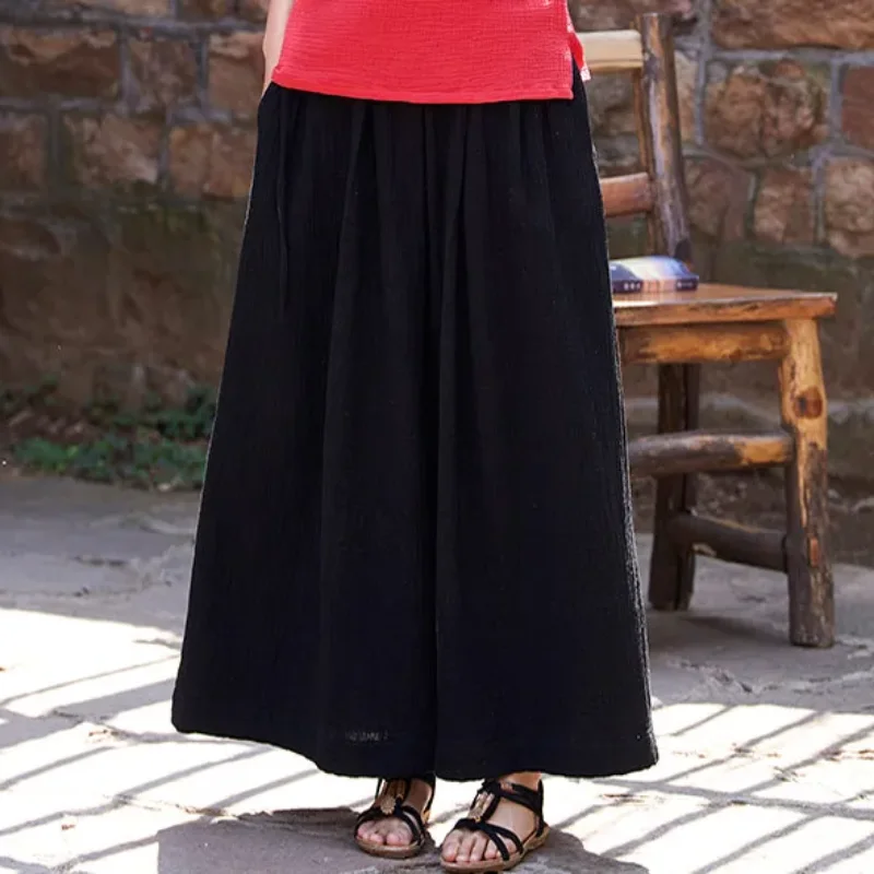 Calças largas de algodão femininas, calças casuais soltas, calças compridas vintage, linho de algodão, plus size, moda primavera, 2022