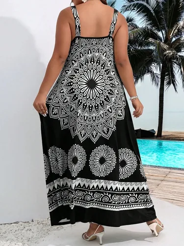 Imagen 2 del producto Vestido bohemio con tirantes para mujer, vestido sin espalda, talla grande, Verano