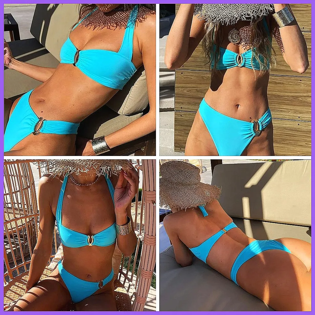 Sexy Push Up Bikini Set 2026 Brazilian Swimwear Women's Solid Bathing Suits