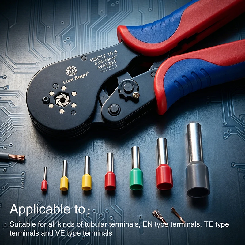 HSC12 16-6 Ferrule-Crimpzange, 0,08-16mm² Selbsteinstellende Ratschenzange, Hochleistungs-Profi-Crimper für VE-Terminals – Detail 3