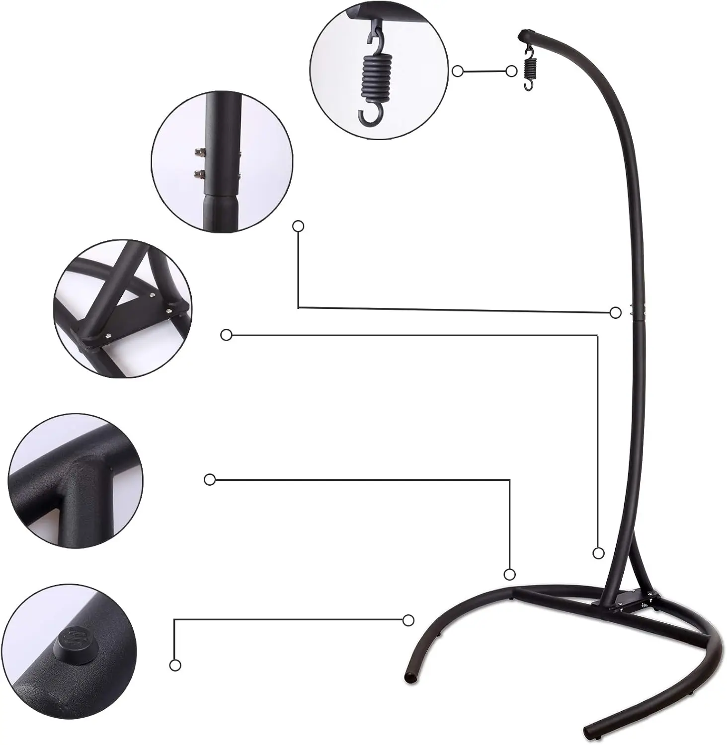 Suporte para cadeira suspensa (somente suporte), suporte para cadeira de rede para ambientes internos e externos, capacidade de peso resistente de 330 libras