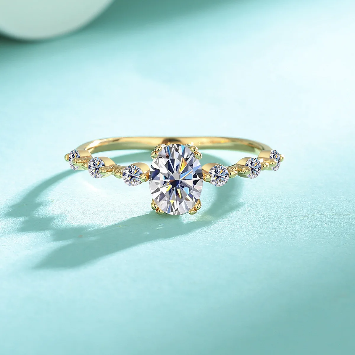 

Luxury Lab Diamond Oval Cut D VVS1 Moissanite 1CT Rings for Women 18K Gold Wedding Band Fine Jewelry Gift