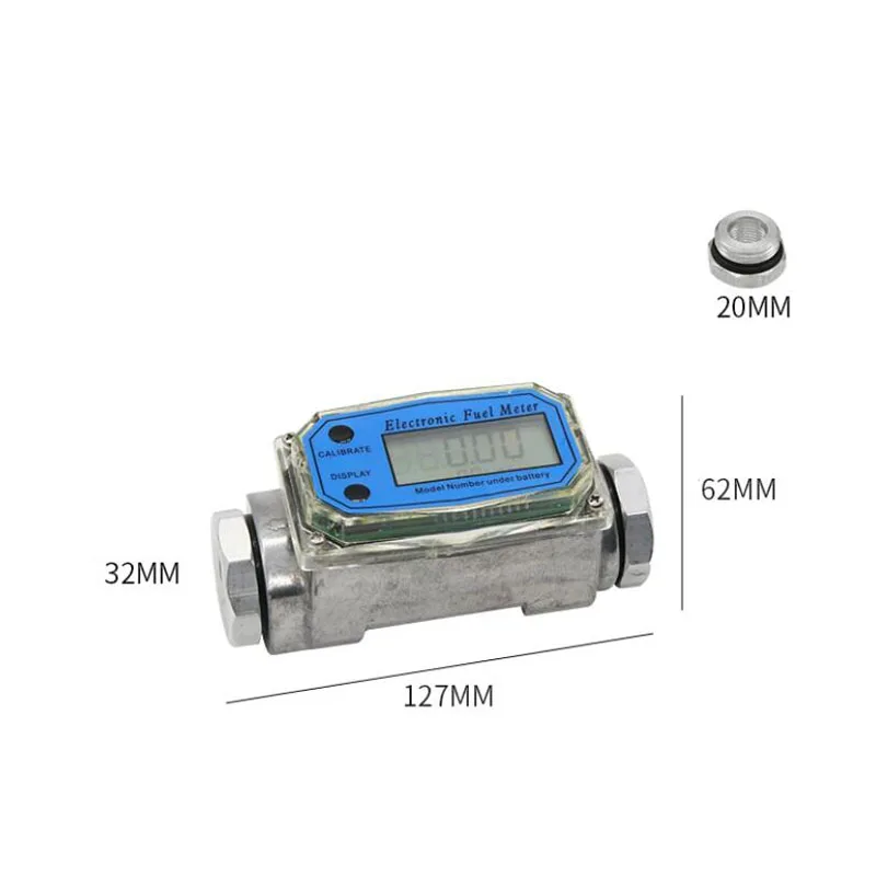 Electronic Digital Turbine Flow Meter G1/2 Thread 8-100L/MIN for Home Water Usage Monitoring