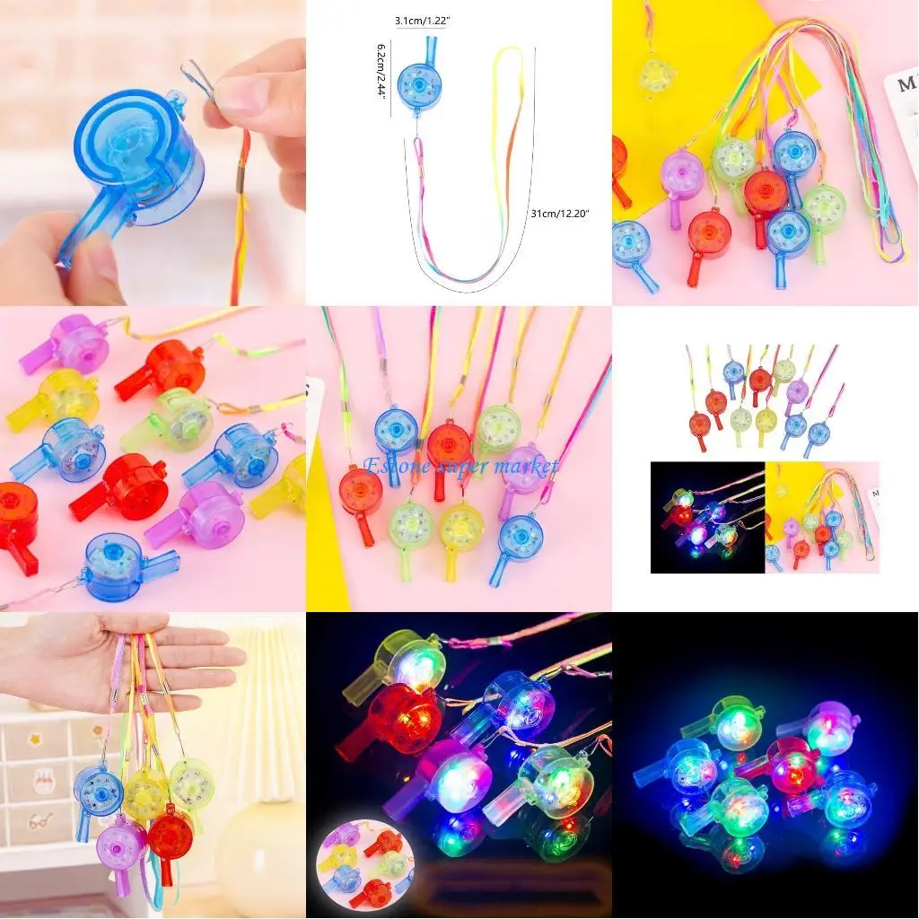 

090B 10 PCs Glowing Loud Whistles Lifeguards School Soccer Emergency Survival