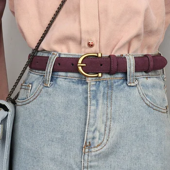 Luxury suede belt for women Stylish Leather belt Gold pin buckle Cow Leather Branded belt Clothing accessories women belt 5