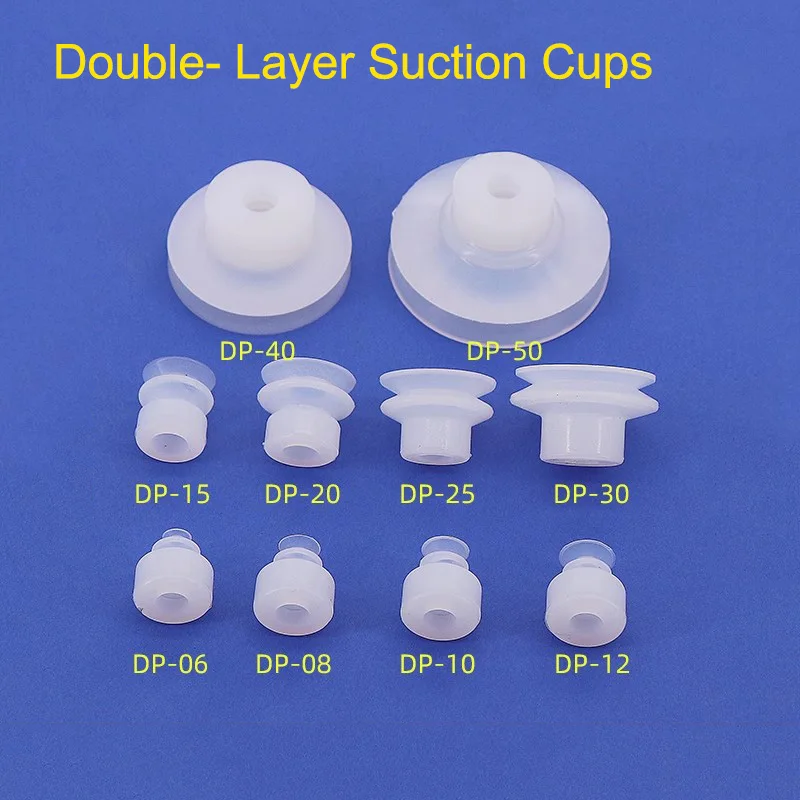 10pcs Big Head Double- Layer Vacuum Pneumatic Components Silicone Sucker DP Mechanical Hand White Red Vacuum Suction Cup