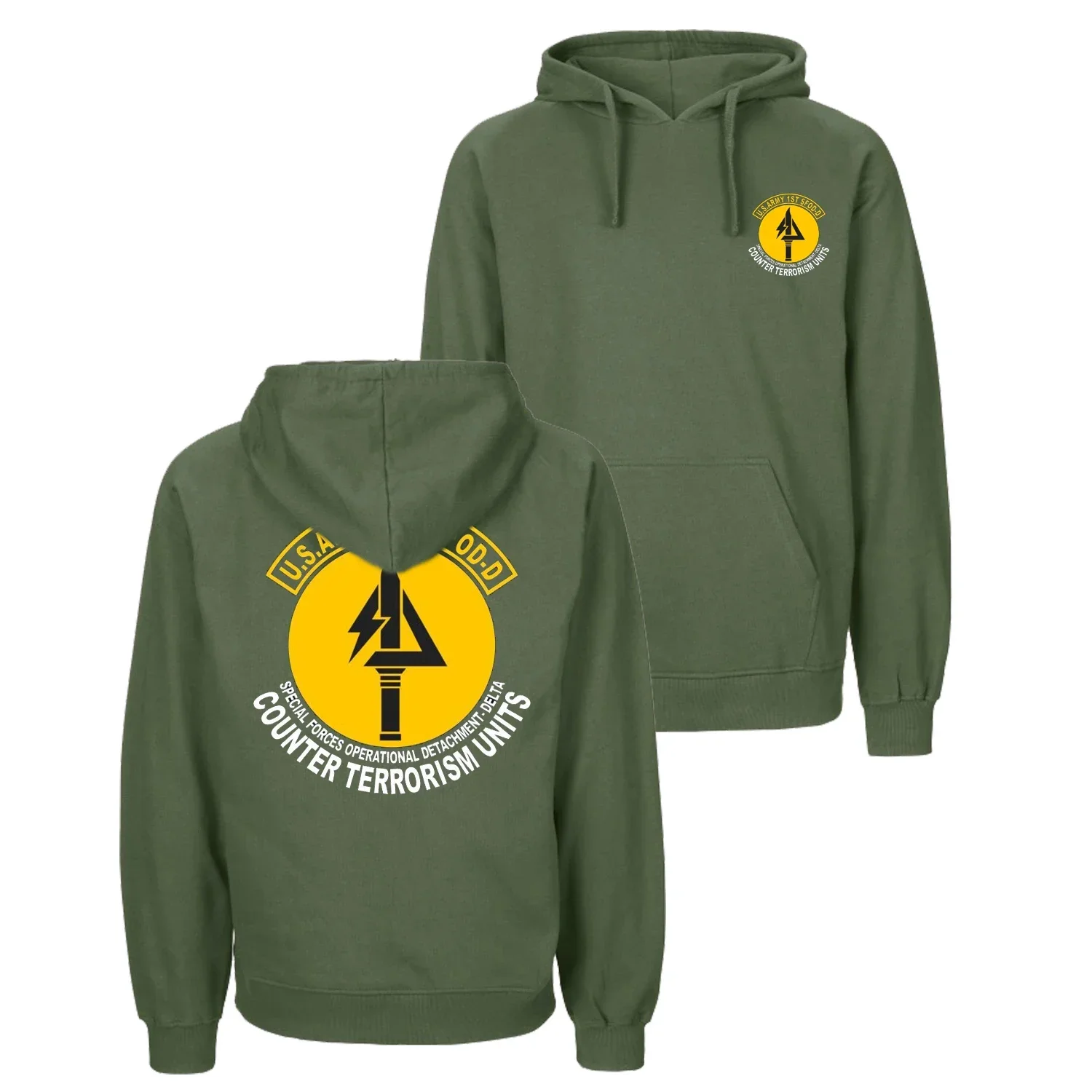 US Army 1st Special Forces Operational Detachment Delta Force Pullover Hoodie 100% Cotton Military Style Casual Mens Sweatshirts